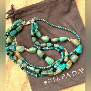 Silpada Turquoise and Black Beaded Necklace